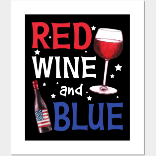 Red Wine And Blue Funny Drinking 4th Of July Posters and Art